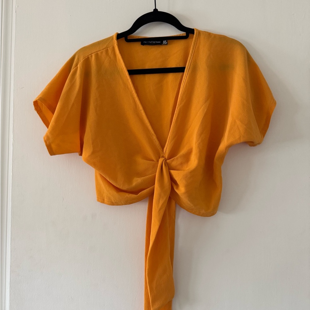 Orange Tie-Front Top